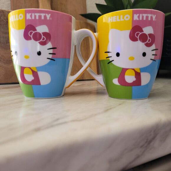 Sanrio Other - Sanrio Hello Kitty Coffee Tea Mug Set 1976-2013 Pink Green Yellow Blue Porcelain